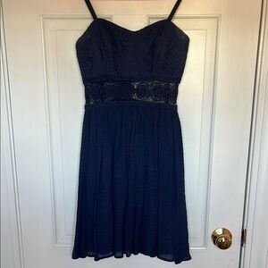 Elegant Navy Blue Lace Dress